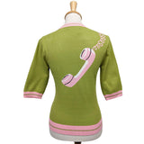Kissing Charlie Hold On Sweater in Pink and Green-Top-Glitz Glam and Rebellion GGR Pinup, Retro, and Rockabilly Fashions