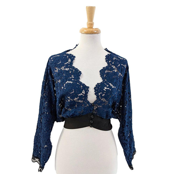 Lace Shrug in Navy Black Glitz Glam and Rebellion