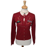 Banned London Christmas Cardigan in Red-Cardigan-Glitz Glam and Rebellion GGR Pinup, Retro, and Rockabilly Fashions