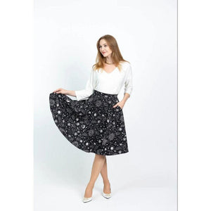 Eva Rose Swing Skirt in Lunar Sky Print-Skirts-Glitz Glam and Rebellion GGR Pinup, Retro, and Rockabilly Fashions