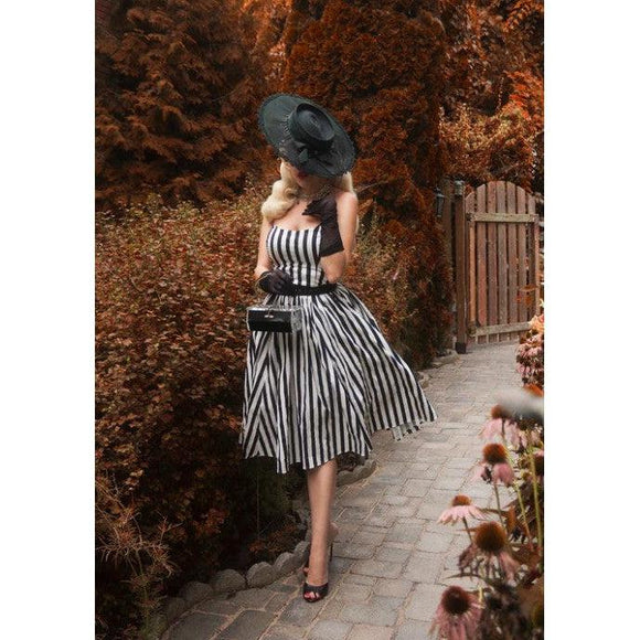 Tatyana Lydia Dress in Black and White Stripes-Dress-Glitz Glam and Rebellion GGR Pinup, Retro, and Rockabilly Fashions