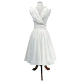 GGR Marilyn Crisscross Dress in White-Dress-Glitz Glam and Rebellion GGR Pinup, Retro, and Rockabilly Fashions
