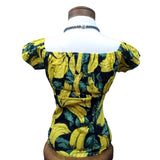 GGR Pinup Peasant Blouse in Banana Print-Blouse-Glitz Glam and Rebellion GGR Pinup, Retro, and Rockabilly Fashions