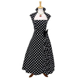 GGR Vamp Collar Dress in Black Dots-Dress-Glitz Glam and Rebellion GGR Pinup, Retro, and Rockabilly Fashions