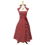 GGR Vamp Collar Dress in Red Dots-Dress-Glitz Glam and Rebellion GGR Pinup, Retro, and Rockabilly Fashions
