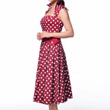 GGR Vamp Collar Dress in Red Dots-Dress-Glitz Glam and Rebellion GGR Pinup, Retro, and Rockabilly Fashions
