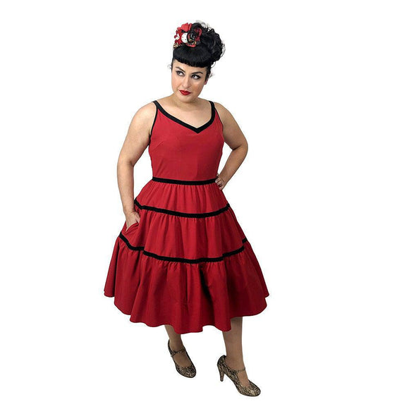 Tiered Swing Dress in Red Glitz Glam and Rebellion Tiered Swing Dress in Red Glitz Glam and Rebellion
