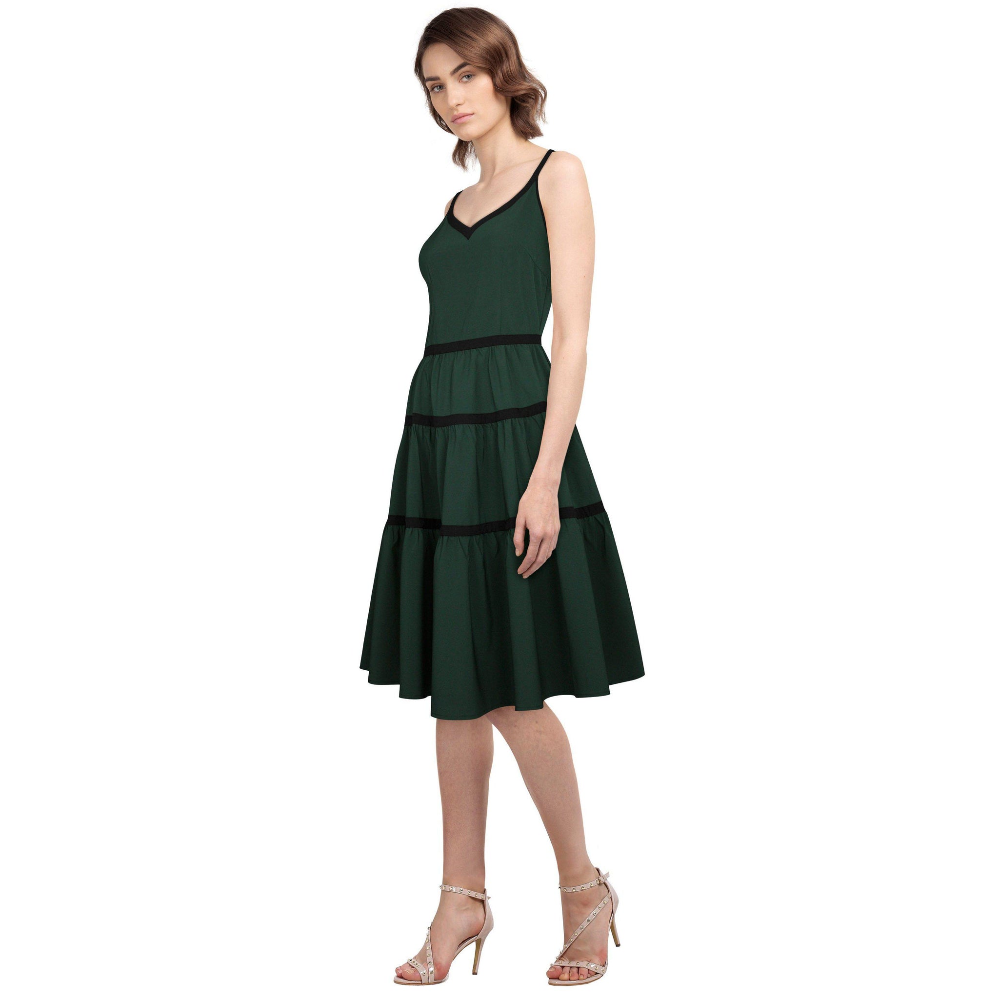 Tiered Swing Dress in Green Glitz Glam and Rebellion Tiered Swing Dress in Green Glitz Glam and Rebellion