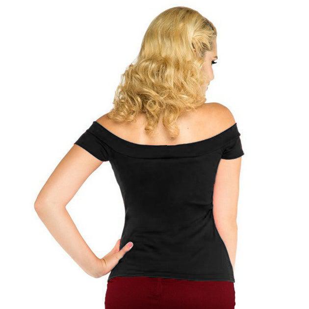 Black Music Note Off-Shoulder Top – Glitz Glam and Rebellion