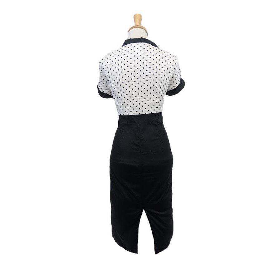 Retro Polka-Dot Wiggle Dress in White  Glitz Glam and Rebellion