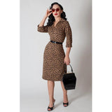 Tatyana Patina Pencil Dress in Leopard Print-Dress-Glitz Glam and Rebellion GGR Pinup, Retro, and Rockabilly Fashions