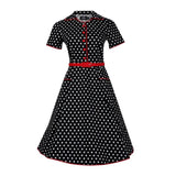 Dolly & Dotty Penelope Shirt Dress in Black with White Dots-Dress-Glitz Glam and Rebellion GGR Pinup, Retro, and Rockabilly Fashions