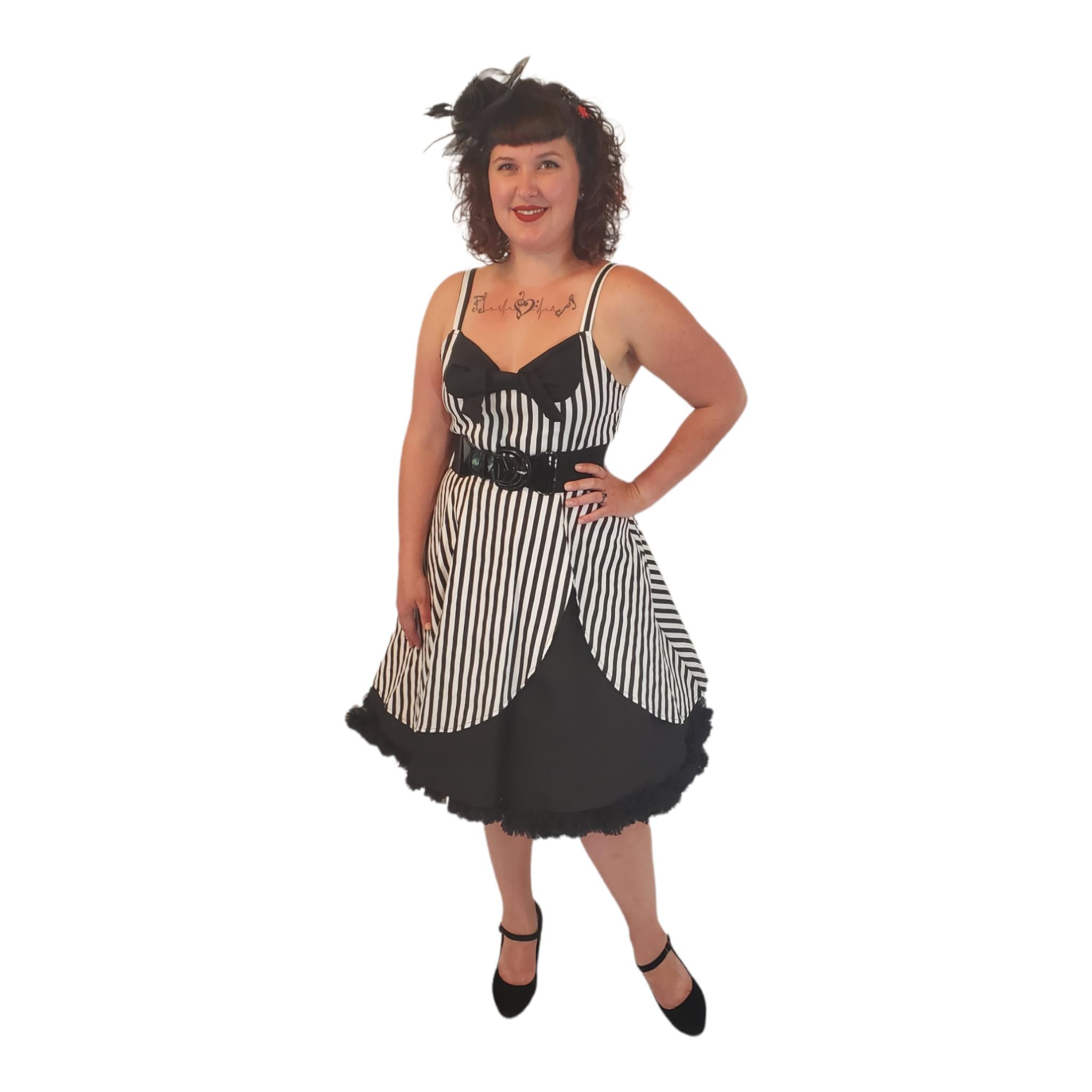 GGR Beetlejuice Swing Dress in Black and White Stripes – Glitz Glam and Rebellion