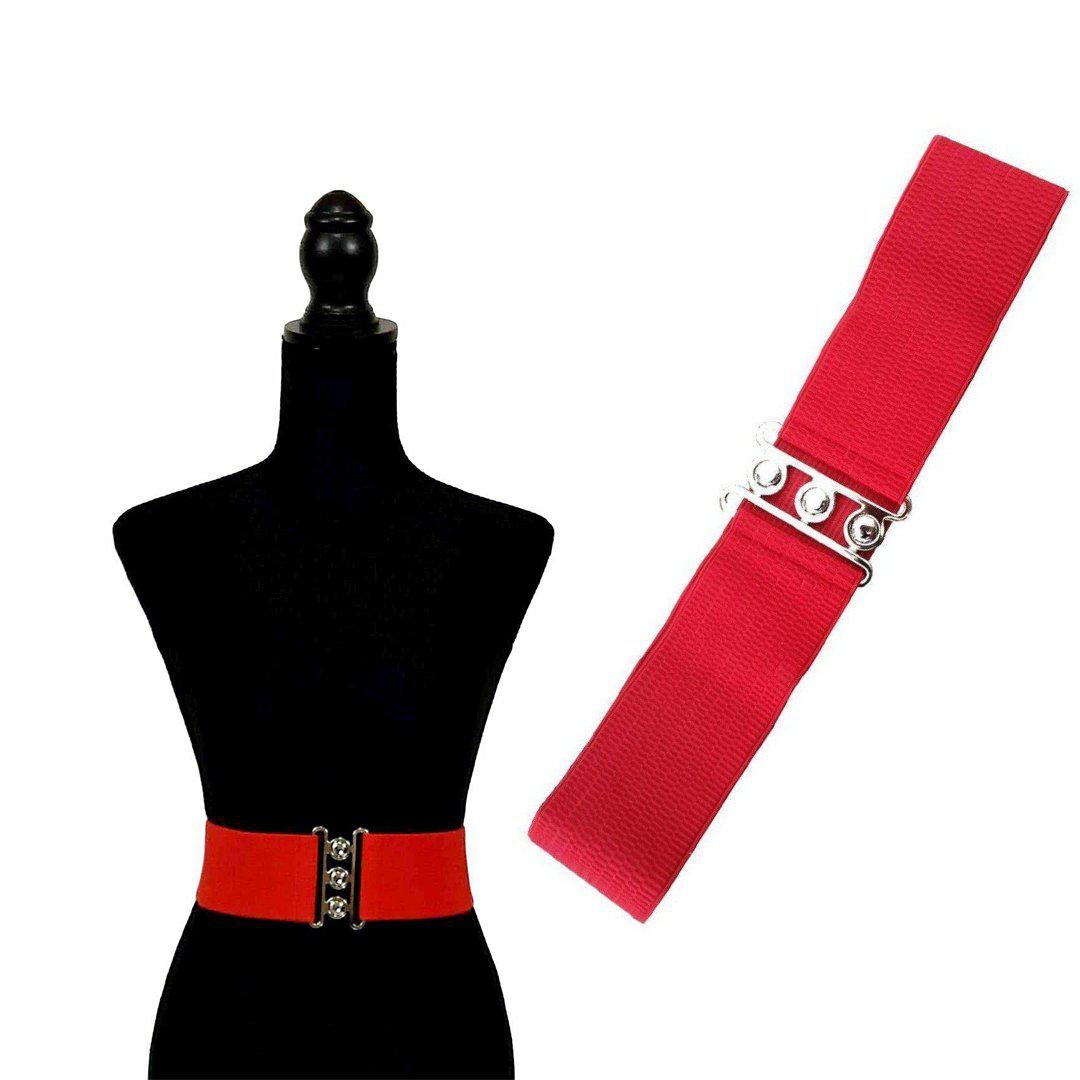 Medium Red Belt - Tribal 1990s Stretch with Primitive Buckle