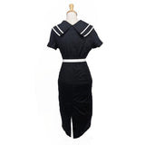 Retro Sailor Wiggle Dress in Black-Dress-Glitz Glam and Rebellion GGR Pinup, Retro, and Rockabilly Fashions