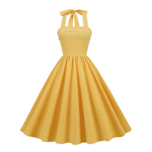 Tonval Yellow Plaid Halter 50s Robe Dress-Dresses-Glitz Glam and Rebellion GGR Pinup, Retro, and Rockabilly Fashions