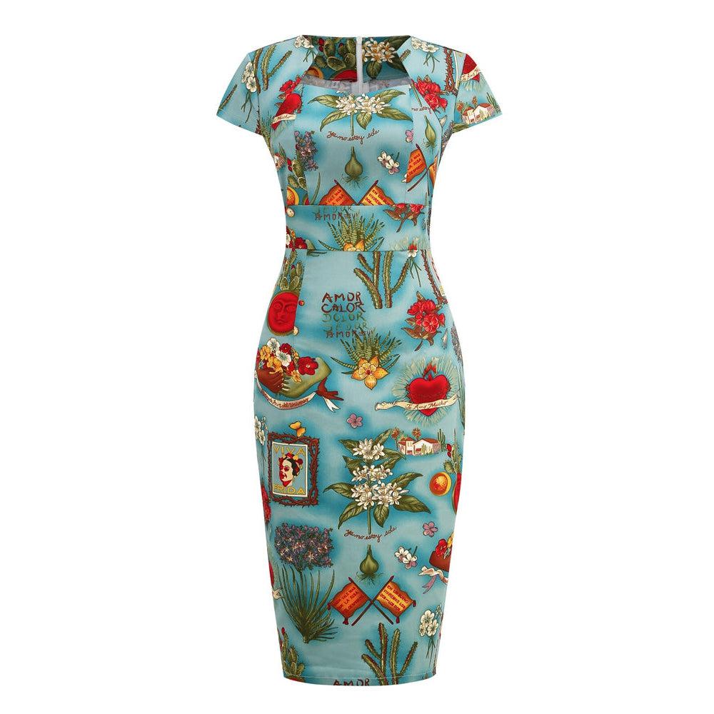 GGR Wiggle Dress in Frida Kahlo Print – Glitz Glam and Rebellion GGR Wiggle Dress in Frida Kahlo Print – Glitz Glam and Rebellion