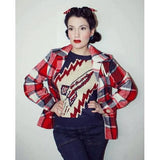 Star Struck Clothing 40s Jacket in Red and Blue Plaid-Jacket-Glitz Glam and Rebellion GGR Pinup, Retro, and Rockabilly Fashions