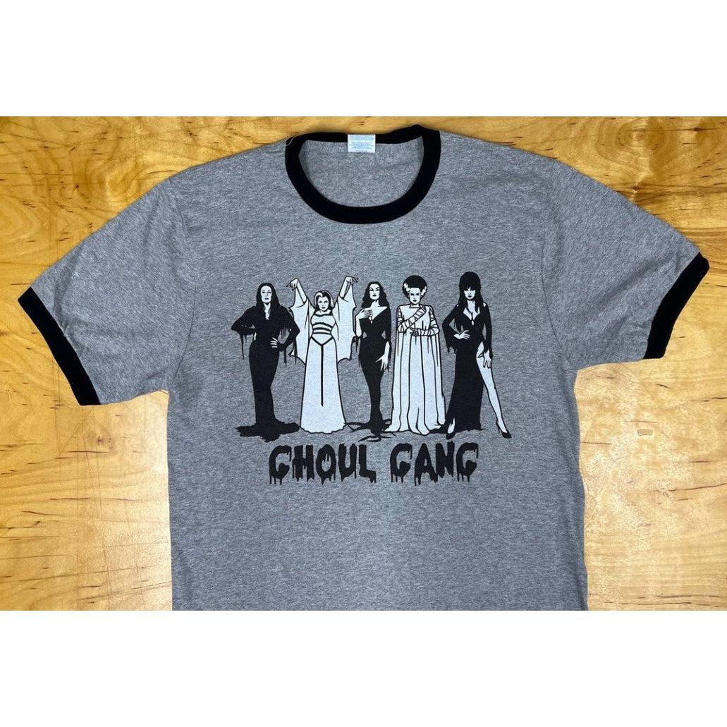 Ghoul Gang Halloween T-Shirt Women's – Sunset Sanderson Sisters Graphic Tee, Casual Short Sleeve Top (Grey, Large)