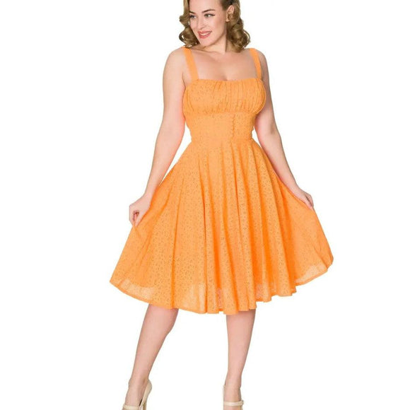Valerie Orange Dress-Dress-Glitz Glam and Rebellion GGR Pinup, Retro, and Rockabilly Fashions