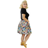 Hemet Pleated Skirt in Sewing Woes Comic Print-Skirts-Glitz Glam and Rebellion GGR Pinup, Retro, and Rockabilly Fashions