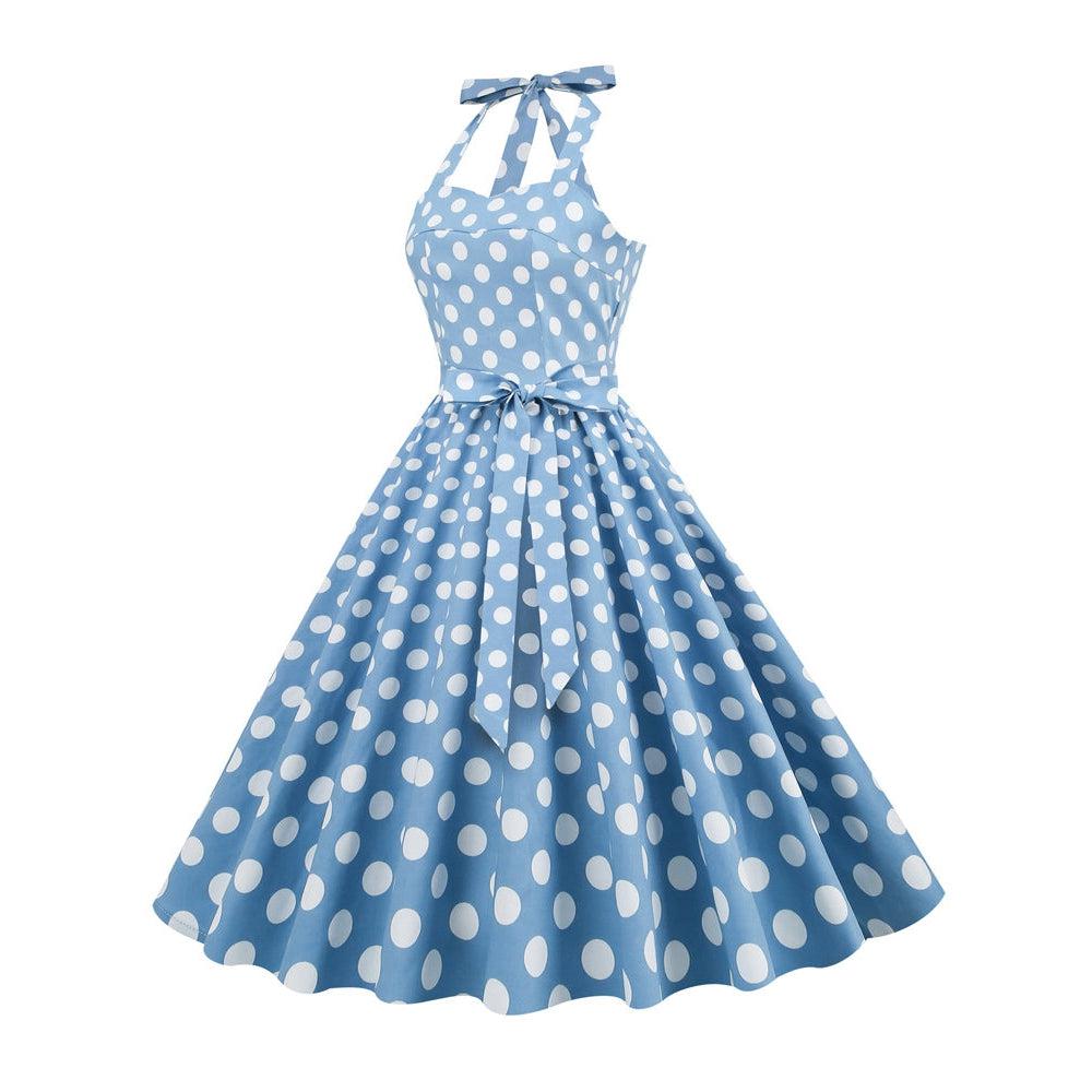 GGR Corset Halter Dress in Blue with White Polka Dots – Glitz Glam and Rebellion