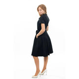 Eva Rose Classic Shirtwaist Dress in Black-Dress-Glitz Glam and Rebellion GGR Pinup, Retro, and Rockabilly Fashions