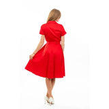 Eva Rose Classic Shirtwaist Dress in Red-Dress-Glitz Glam and Rebellion GGR Pinup, Retro, and Rockabilly Fashions