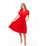 Eva Rose Classic Shirtwaist Dress in Red-Dress-Glitz Glam and Rebellion GGR Pinup, Retro, and Rockabilly Fashions