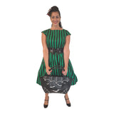 GGR Retro Swing Dress in Green and Black Stripes-Dress-Glitz Glam and Rebellion GGR Pinup, Retro, and Rockabilly Fashions
