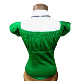 GGR Pinup Peasant Top in Solid Green-Blouse-Glitz Glam and Rebellion GGR Pinup, Retro, and Rockabilly Fashions