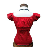 GGR Pinup Peasant Top in Solid Red-Blouse-Glitz Glam and Rebellion GGR Pinup, Retro, and Rockabilly Fashions