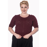 Banned Teardrop Pullover in Bordeaux-Pullover Sweater-Glitz Glam and Rebellion GGR Pinup, Retro, and Rockabilly Fashions