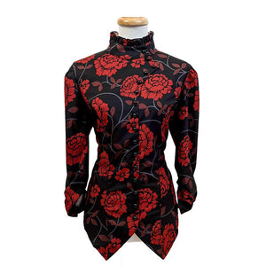 Steampunk Floral Top in Black & Red-Top-Glitz Glam and Rebellion GGR Pinup, Retro, and Rockabilly Fashions
