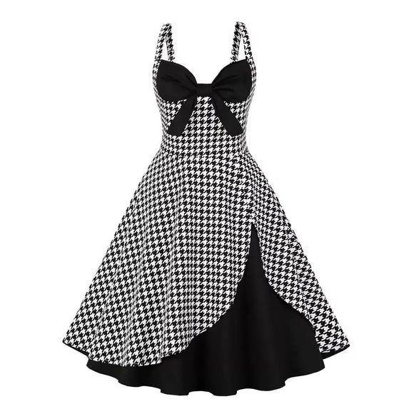 GGR Shelby Swing Dress in Houndstooth-Dress-Glitz Glam and Rebellion GGR Pinup, Retro, and Rockabilly Fashions