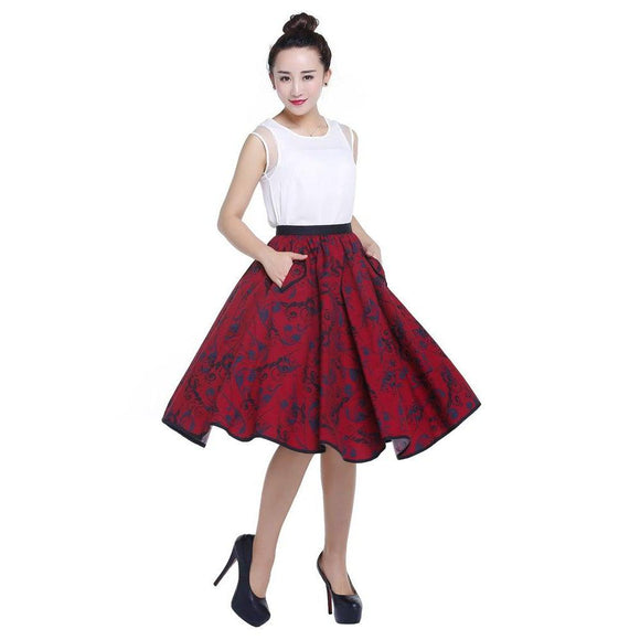 Twyla Twirl Skirt in Red-Skirts-Glitz Glam and Rebellion GGR Pinup, Retro, and Rockabilly Fashions