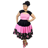 GGR Roses Block Print Skirt-Skirts-Glitz Glam and Rebellion GGR Pinup, Retro, and Rockabilly Fashions
