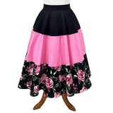 GGR Roses Block Print Skirt-Skirts-Glitz Glam and Rebellion GGR Pinup, Retro, and Rockabilly Fashions