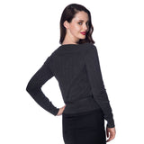 Banned Violetta Pullover Top in Grey-Pullover Sweater-Glitz Glam and Rebellion GGR Pinup, Retro, and Rockabilly Fashions