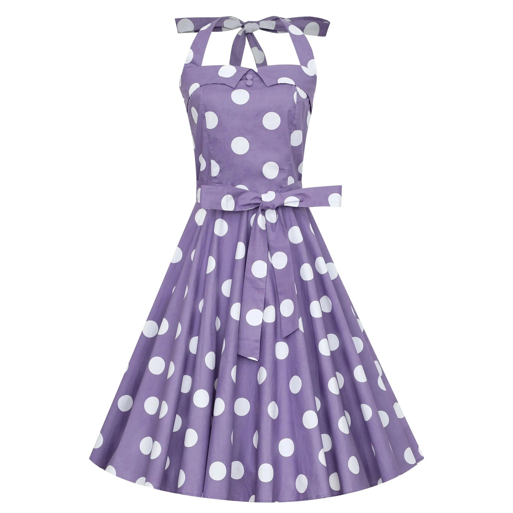 Dolly Dotty Sophie Dress in Purple with White Polka Dots Glitz Glam and Rebellion