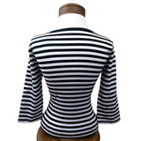GGR Pin Up Top in Black & White Bandit Stripe-Blouse-Glitz Glam and Rebellion GGR Pinup, Retro, and Rockabilly Fashions