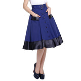 Satin-Trimmed Pinup Skirt in Navy-Skirts-Glitz Glam and Rebellion GGR Pinup, Retro, and Rockabilly Fashions