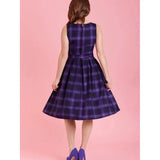 Dolly & Dotty Annie Retro Check Swing Dress in Purple and Black-Dresses-Glitz Glam and Rebellion GGR Pinup, Retro, and Rockabilly Fashions