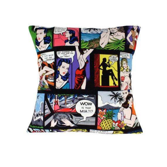 Hemet Pillow Cover in Pop Art Comics-Pillow Cover-Glitz Glam and Rebellion GGR Pinup, Retro, and Rockabilly Fashions