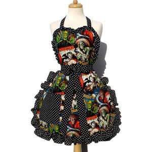Hemet Ruffled Monster Mash Apron-Pinup Aprons-Glitz Glam and Rebellion GGR Pinup, Retro, and Rockabilly Fashions