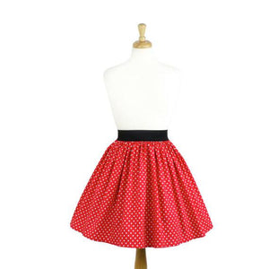 Hemet Pleated Skirt in Red & White Mini Polka Dot-Skirts-Glitz Glam and Rebellion GGR Pinup, Retro, and Rockabilly Fashions
