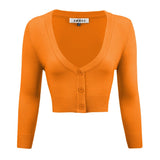 Yemak Cropped Bolero Cardigan In Light Orange-Cardigan-Glitz Glam and Rebellion GGR Pinup, Retro, and Rockabilly Fashions