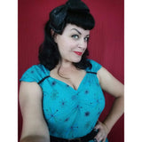 GGR Swing Dress in Turquoise Atomic Print-Dress-Glitz Glam and Rebellion GGR Pinup, Retro, and Rockabilly Fashions