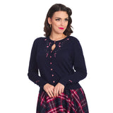 Banned Christmas Peppermints Cardigan in Navy-Cardigan-Glitz Glam and Rebellion GGR Pinup, Retro, and Rockabilly Fashions