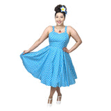 GGR Summer Polkadot Dress in Blue-Dress-Glitz Glam and Rebellion GGR Pinup, Retro, and Rockabilly Fashions